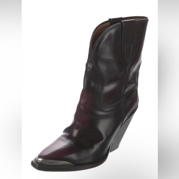 Isabel Marant Leyane embellished glossed-leather ankle western cowboy boots - Picture 2 of 5